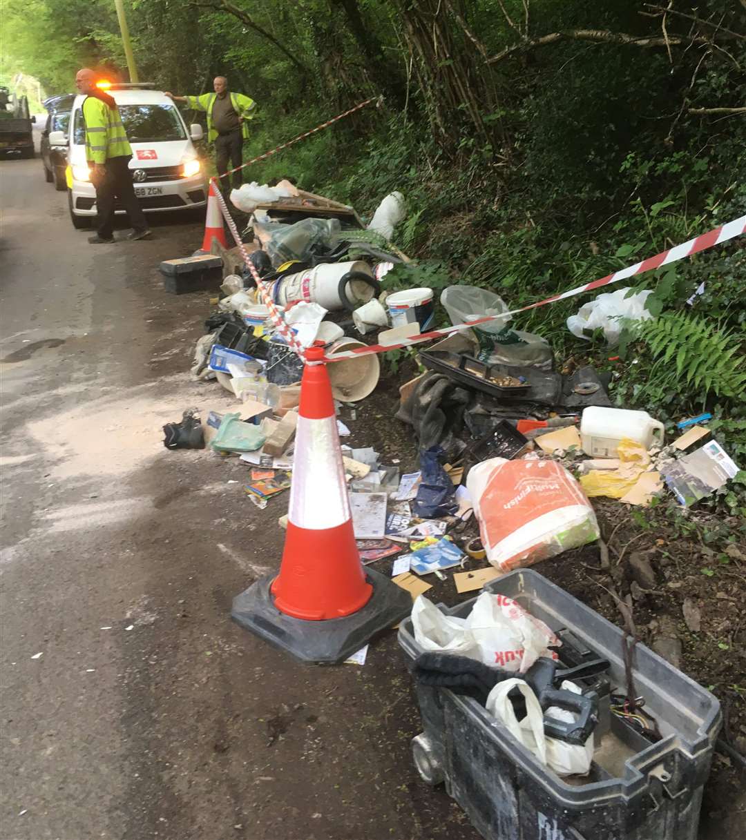 The family found a number of items dumped in Furnace Lane, Horsmonden. Picture: Sarah Kyne