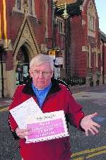 Rector Bryan Adams outside his church where he recieved a parking ticket.