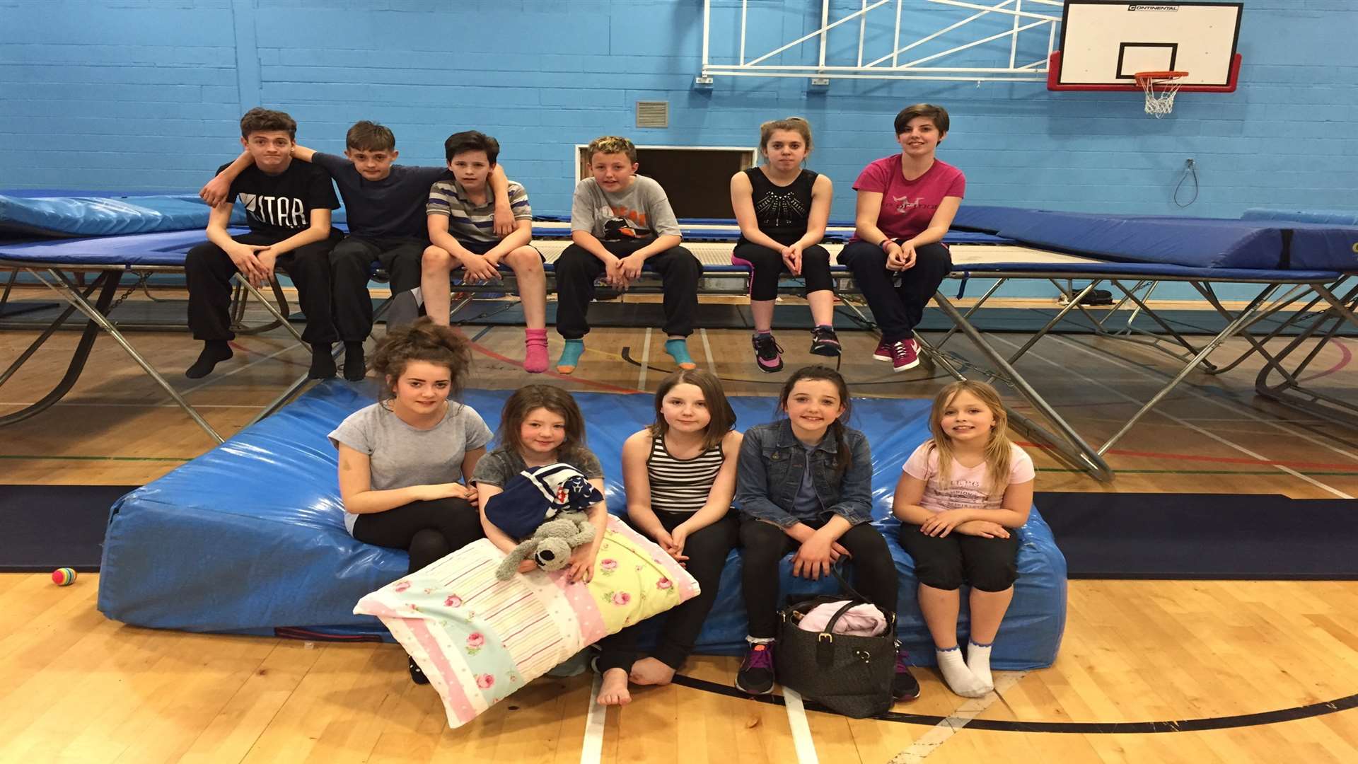 Members of Bounce who took part in the trampolining marathon