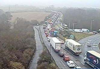 Traffic is building on the A249. Picture: Highways England (6780079)