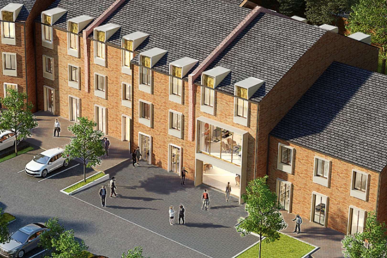 A CGI of the front of the proposed care home on former Ashford Hospital land