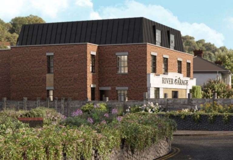 A computer-generated image of what the new block of flats might look like, complete with the original business name. Picture: Iceni Projects as seen on the Dover District Council planning portal