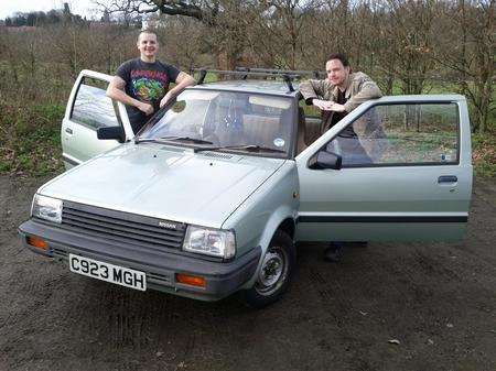 Brothers Mike and Leo Dee with their Nissan Micra before setting off