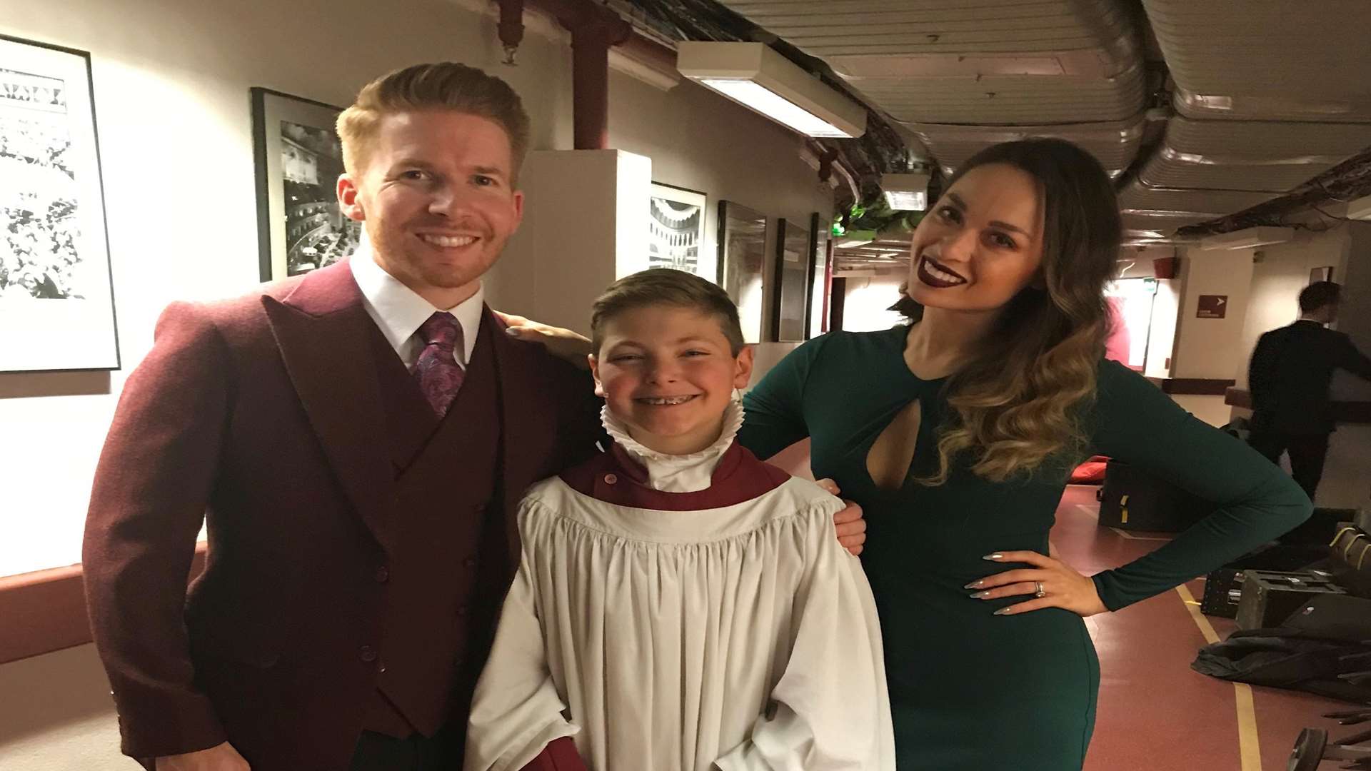 Rochester chorister Edward Hyde with Katja and Neil Jones from Strictly