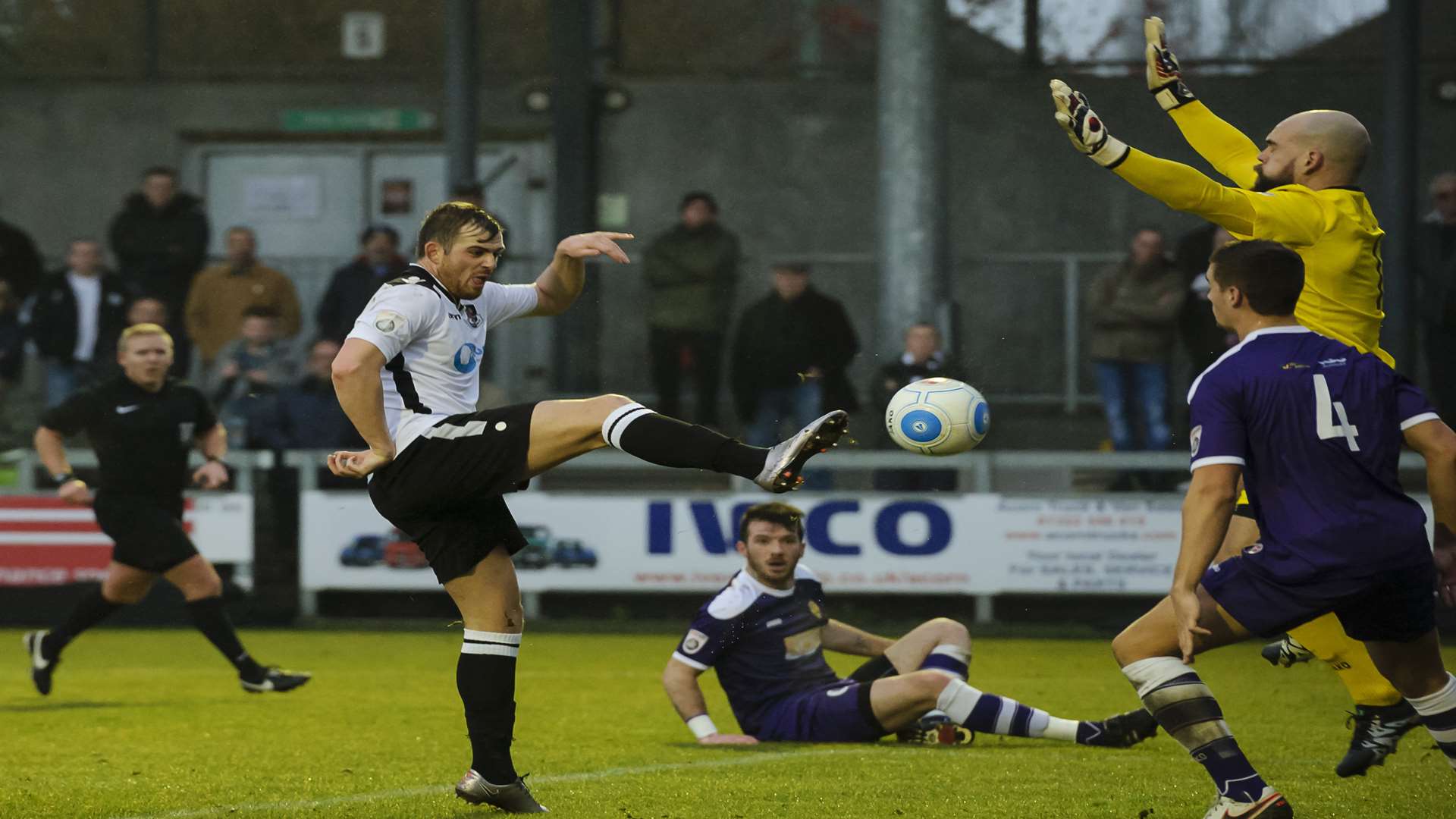 Tom Murphy scores on his home debut for Dartford. Picture: Andy Payton