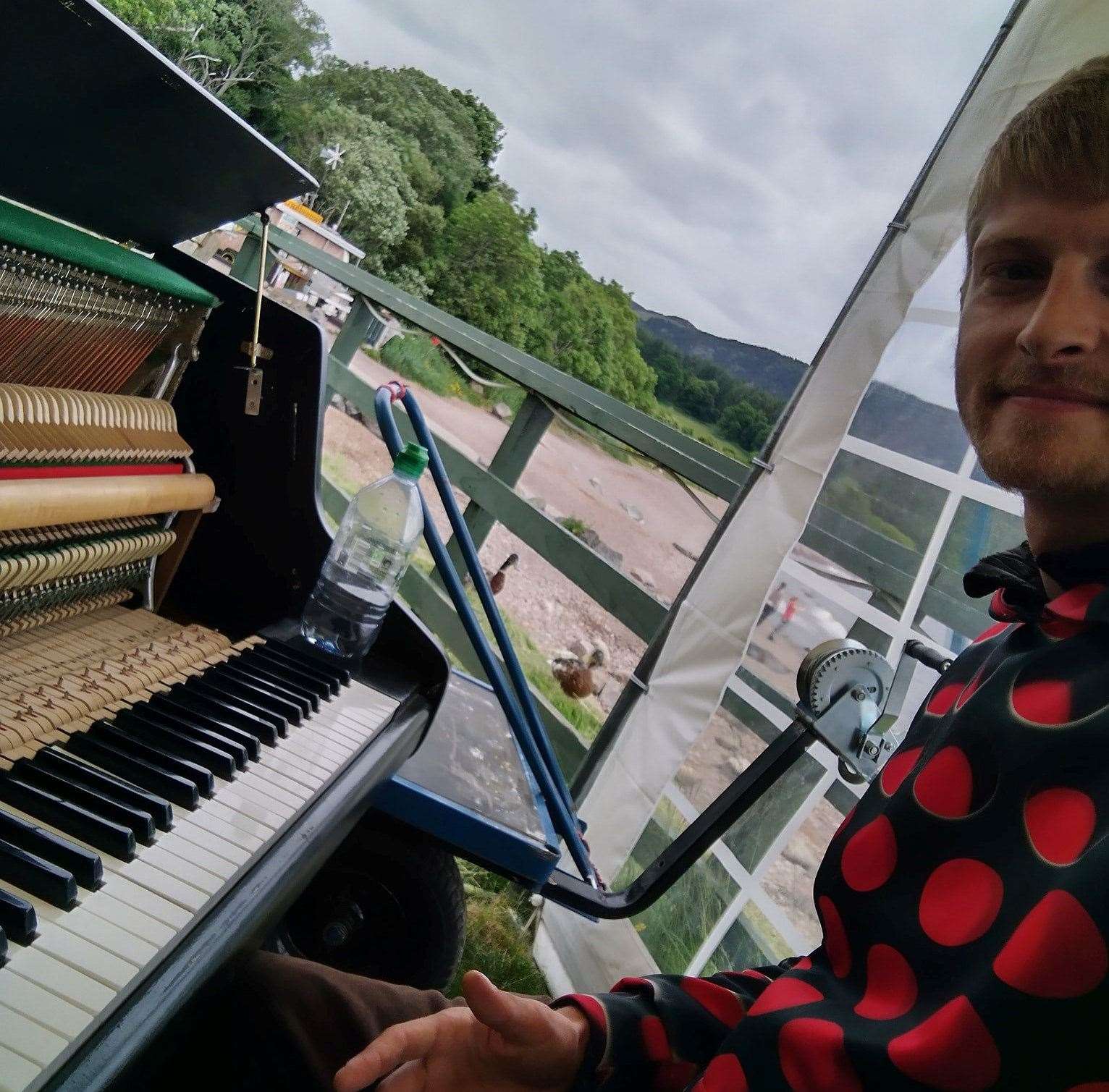 James Tofalli is travelling the UK with a piano performing at beauty spots to share his belief that music saves lives. Photos: SWNS