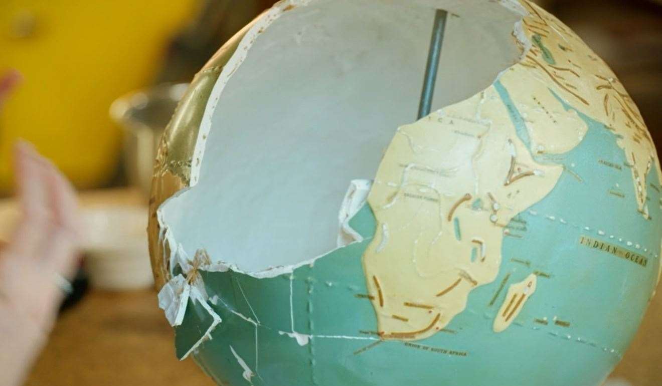 Before: the late Sheppey physiotherapist Harry Kennett's broken globe for the blind was taken to the BBC TV programme The Repair Shop by his daughter Klare. Picture: Ricochet/BBC