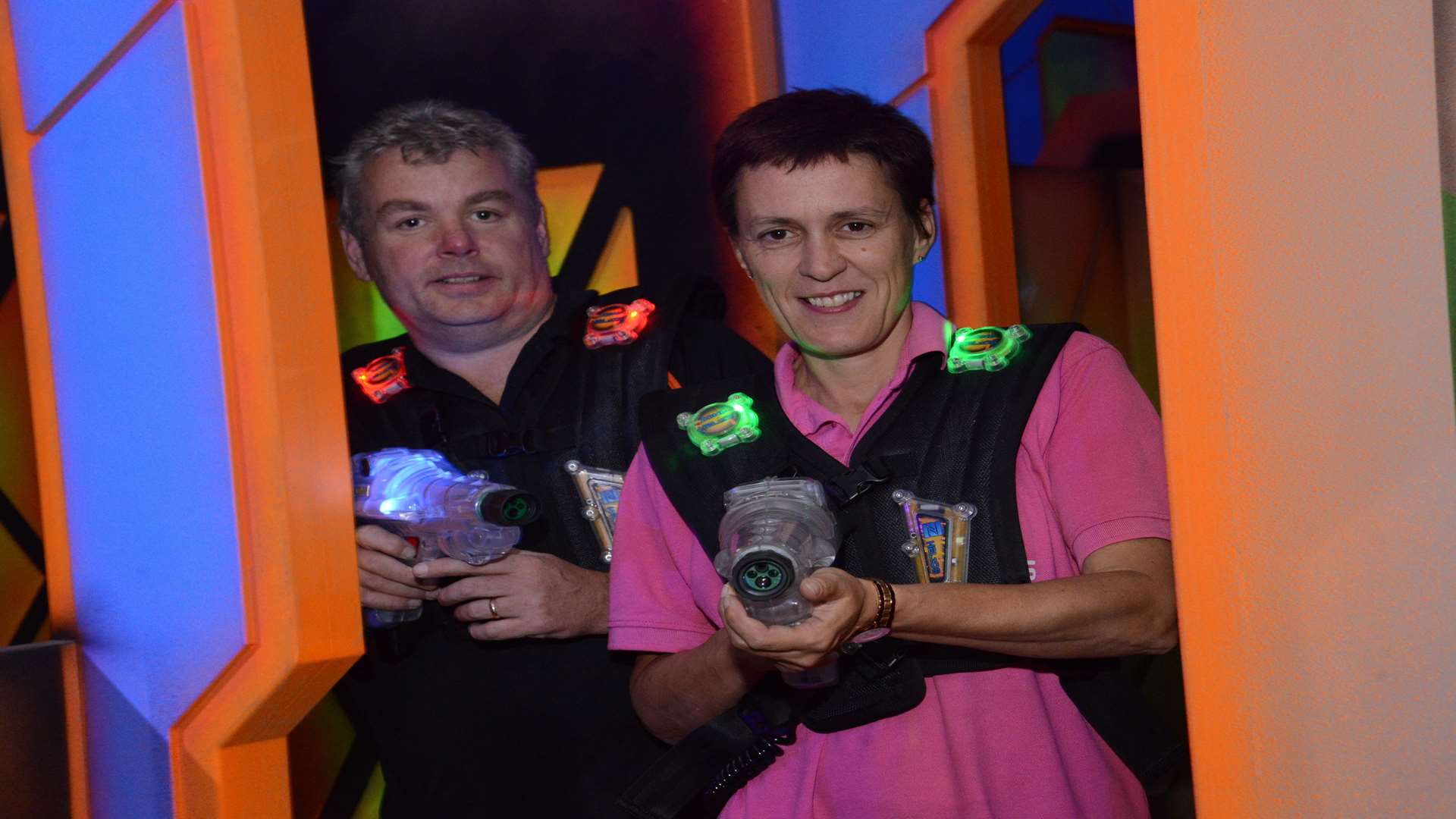 Nigel and Claire Tyler in the new lazer tag studio