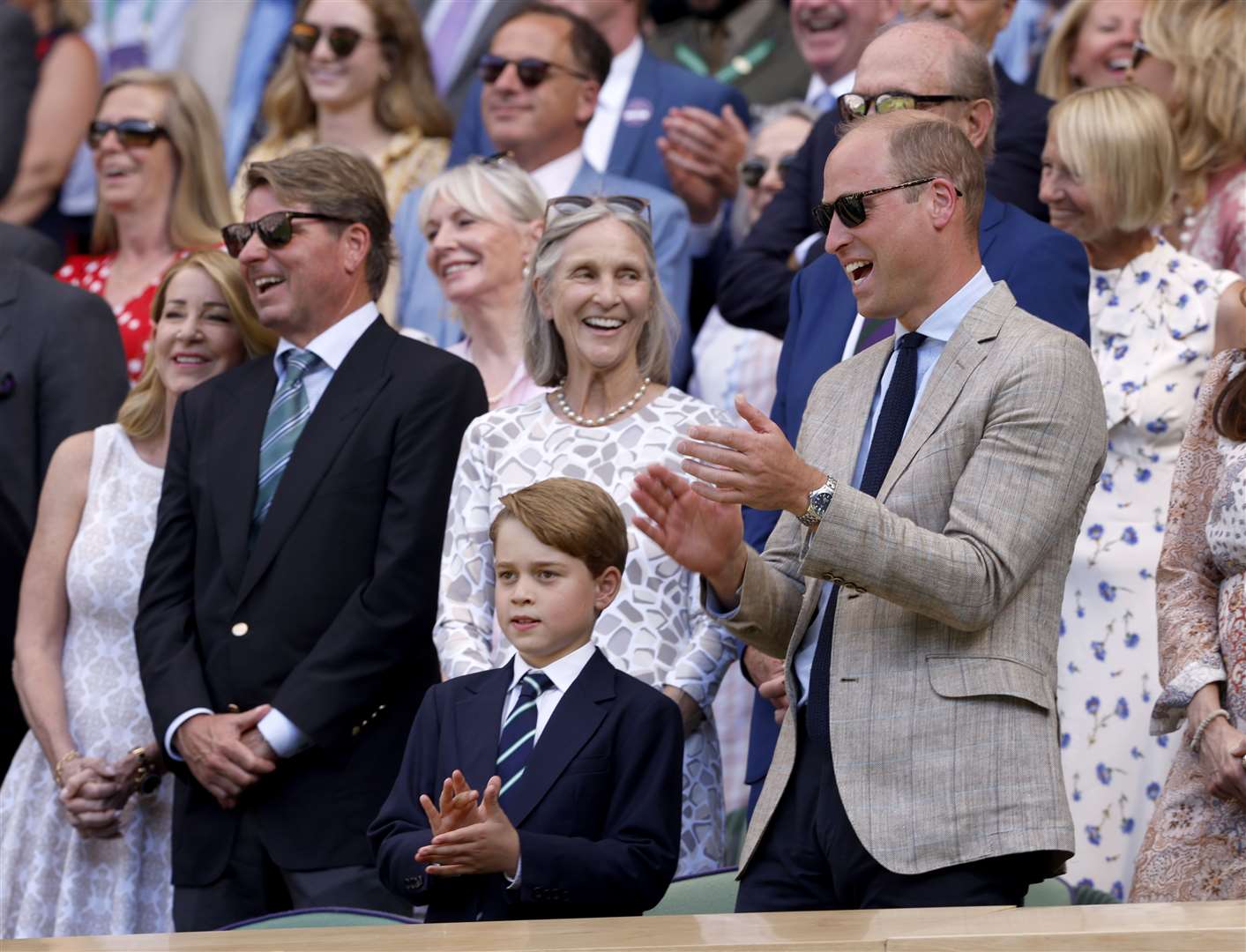 The Duke of Cambridge with Prince George react in the Royal Box (PA)