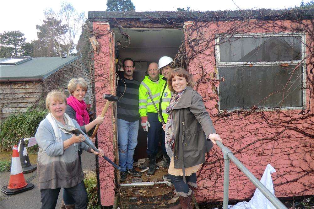 Staff at the Blackthorn Trust get ready to demolish old buildings to make way for a new purpose-built therapy building