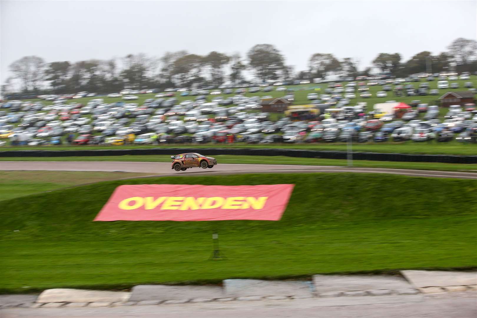 Tristan Ovenden leaping over Lydden's new rallycross jump in November last year. Picture: Matt Bristow