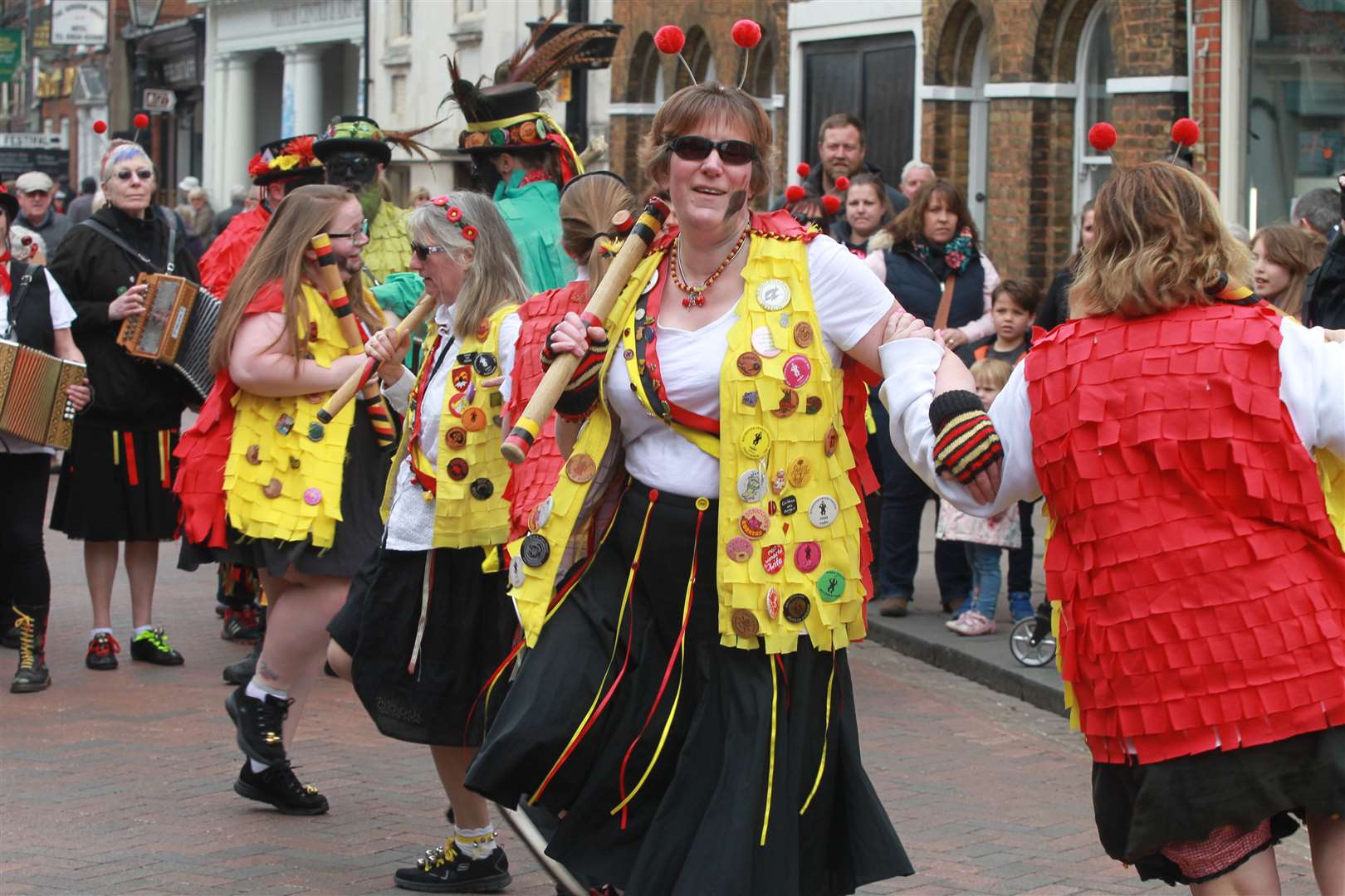 Kent Korkers and Pork Scrathins Morris Dancers (Corr) from Dartford at The Sweeps Festival in Rochester. Picture by: John Westhrop. (9744748)
