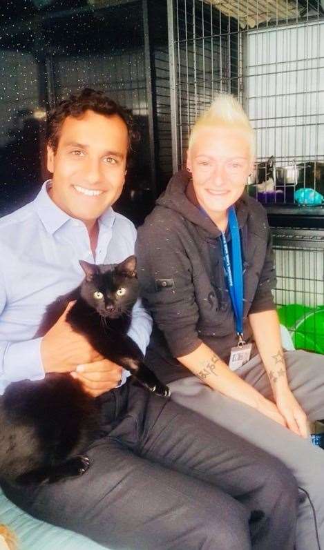 Rehman Chishti MP, pictured here at Animals Lost and Found in Kent, sponsored the Cats Bill in Parliament