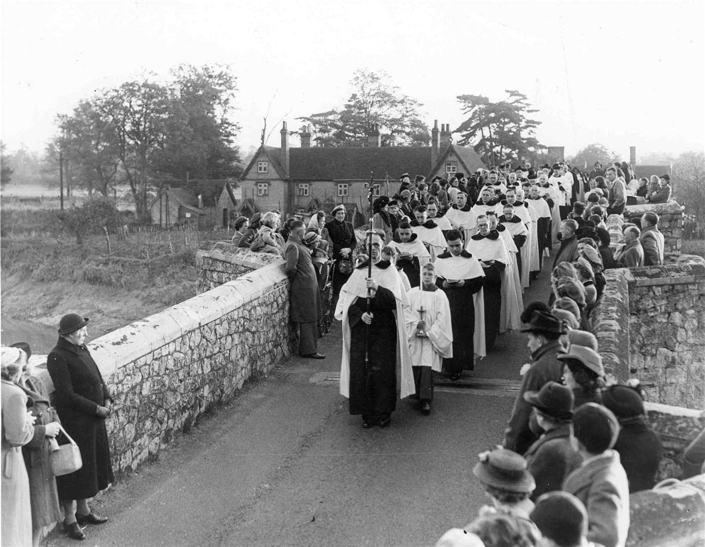 Carmelite Friars in procession at Aylesford in the early 1950s