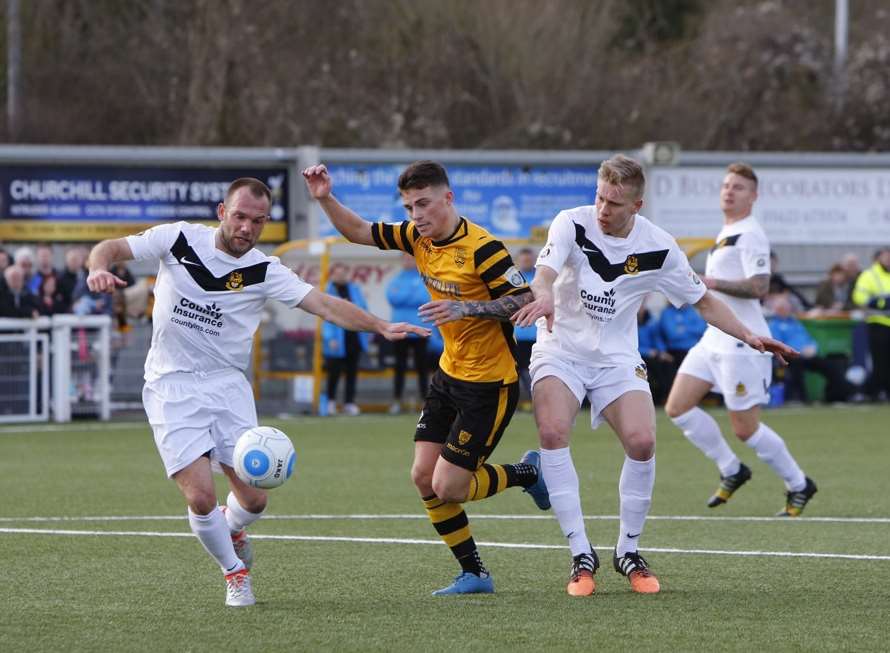 Jack Paxman looks to work an opening against Southport Picture: Andy Jones