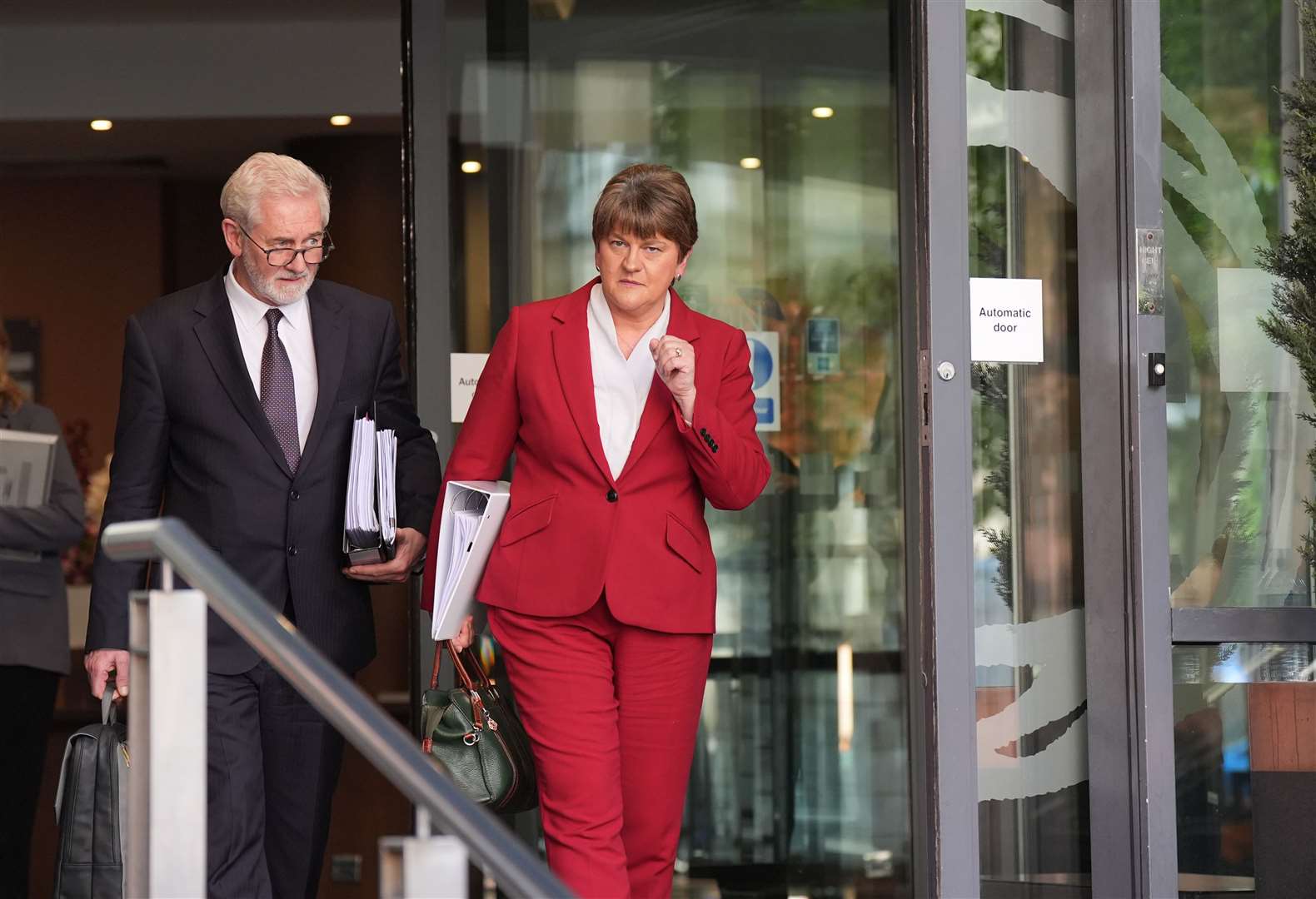 Baroness Foster leaving the Clayton Hotel in Belfast after giving evidence to the UK Covid-19 inquiry hearing on Wednesday (Niall Carson/PA)