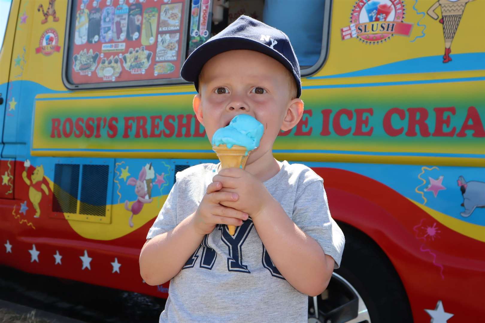 Just a few weeks ago, little ones like two-year-old Elliott Harden, were cooling down with an ice cream on Kent's beaches