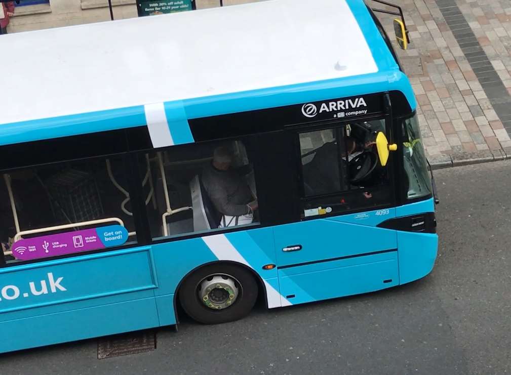 A bus driver struggles to switch off the mystery alarm in the High Street