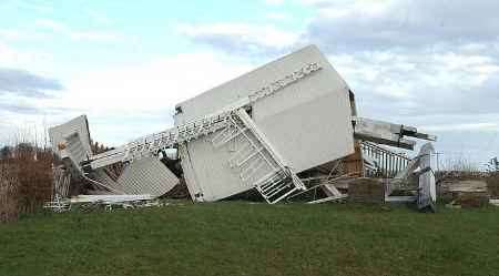 SAD SIGHT: The mill on its side. Picture: MIKE WATERMAN