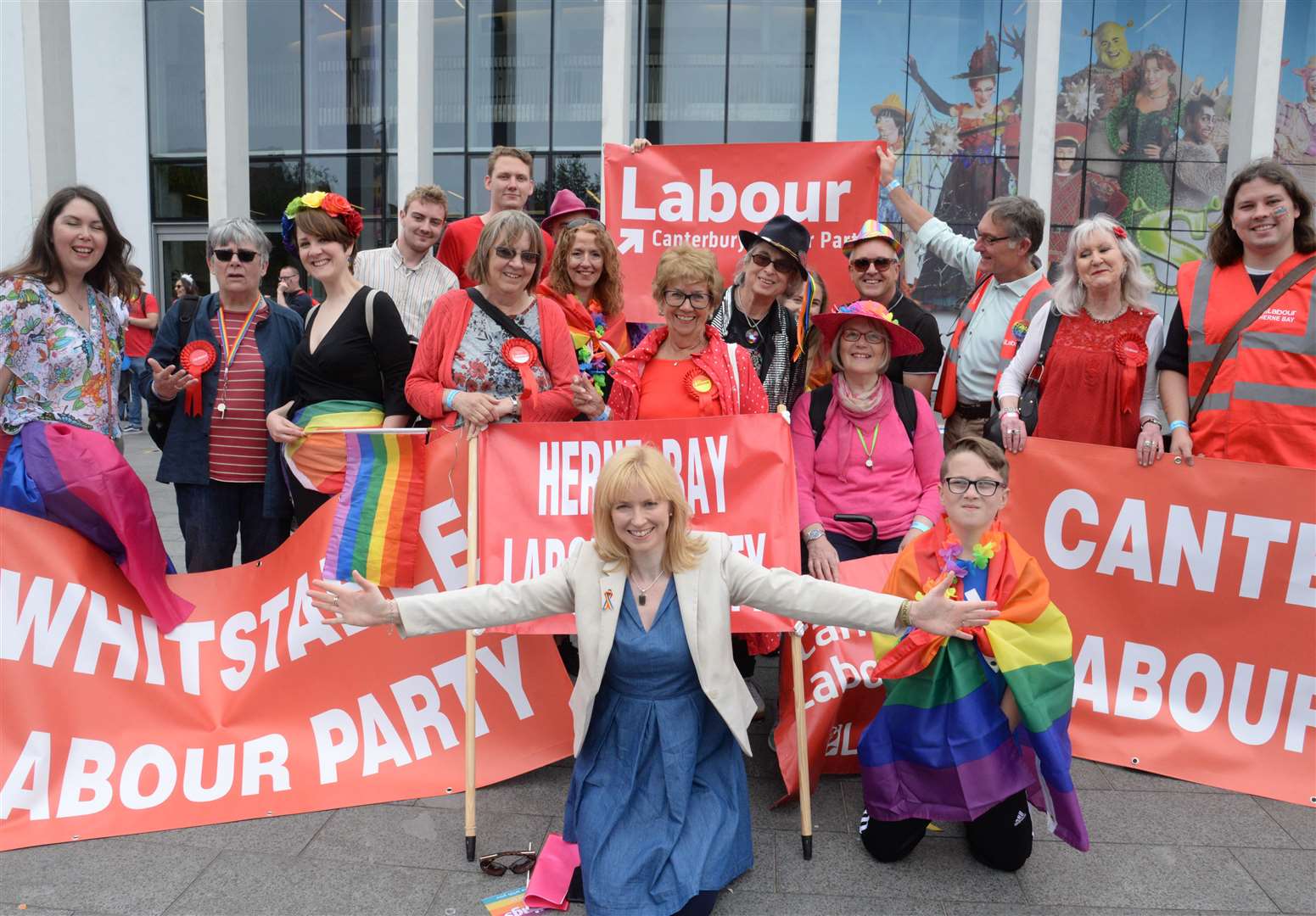 Rosie Duffield MP and local Labour groups at 2018 Canterbury Pride. Picture: Chris Davey