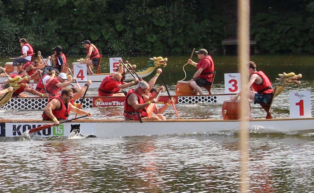 A photo finish for the KM Dragon Boat Race 2018