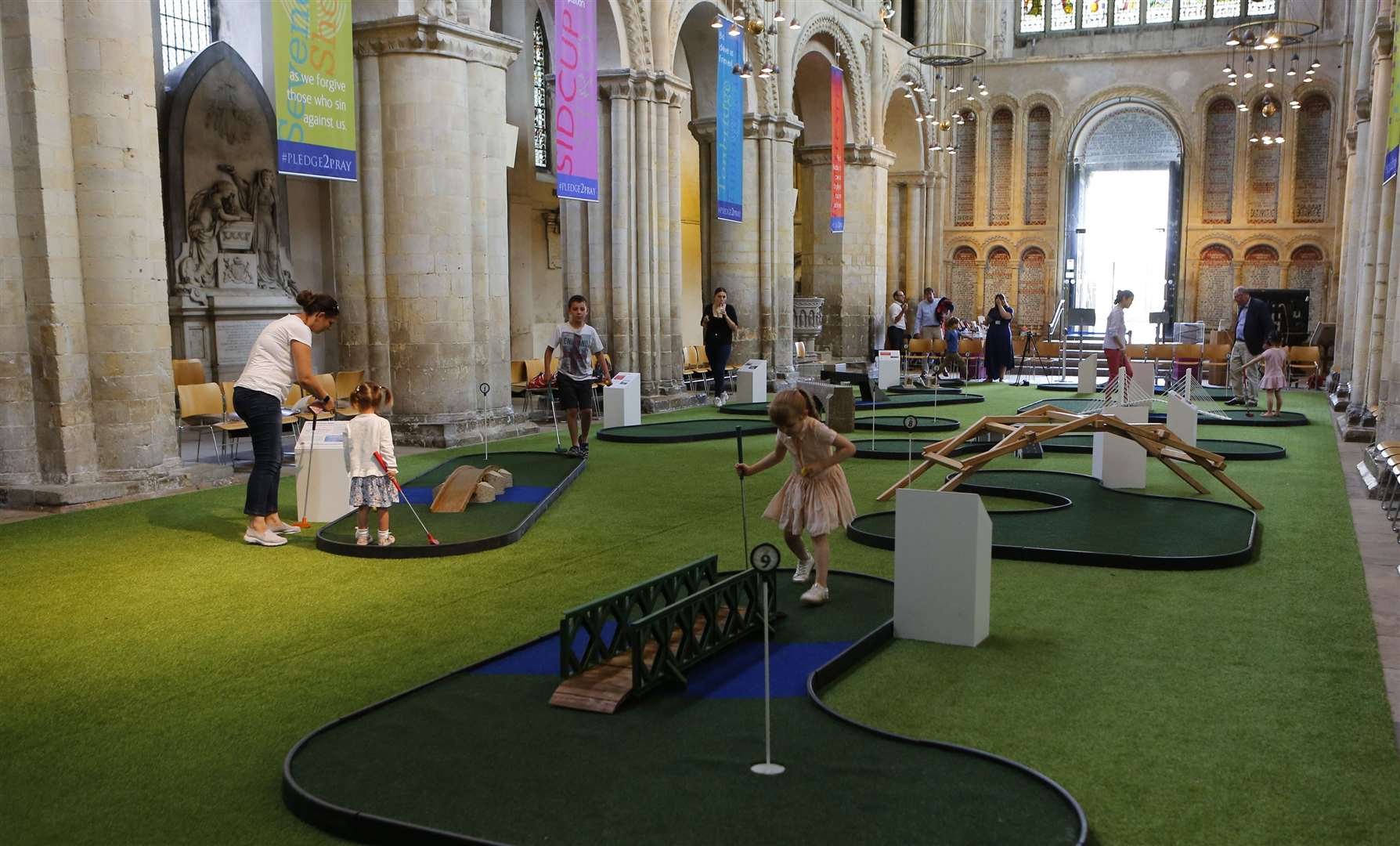 A crazy golf course opened at Rochester Cathedral