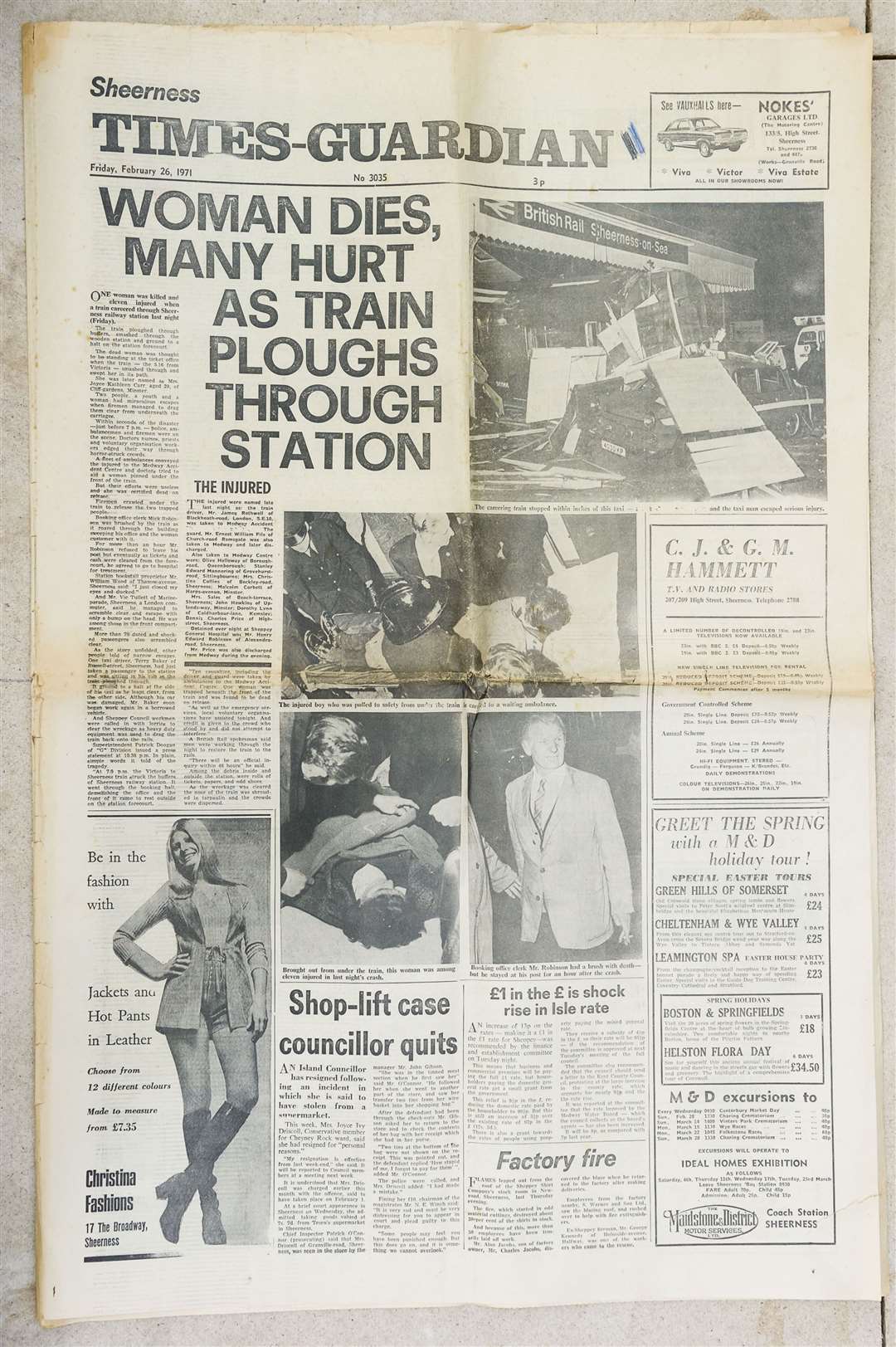 Front page of the Sheerness Times Guardian, February 26th 1971 edition