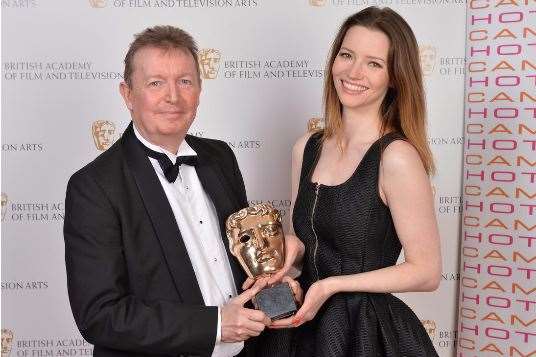 Robert Edwards being presented the BAFTA Craft Award by Tallulah Riley (BAFTA/Stephen Butler)