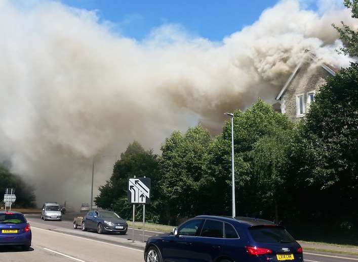 Smoke billows from the blaze at the Tannery Picture: Julia Collins