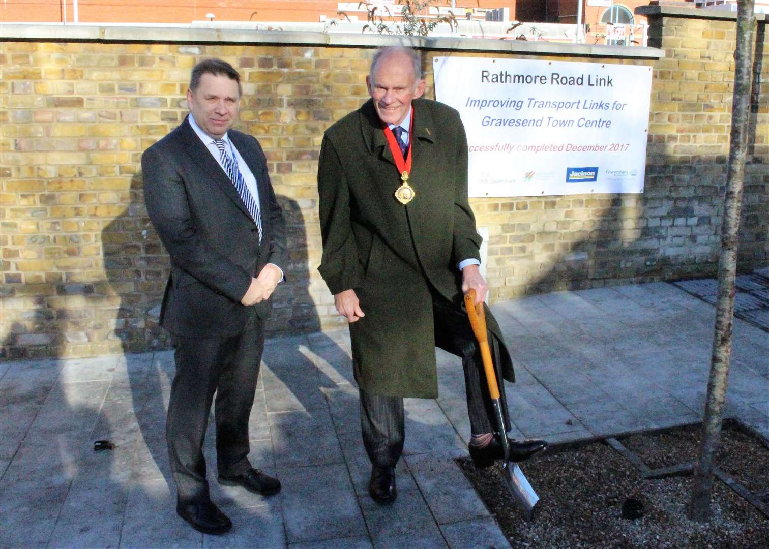 Cllr David Brazier (right) spoke at the ceremony to mark the completion of the Rathmore Road improvement scheme. He is pictured with John Knight, then deputy leader of Gravesham council.