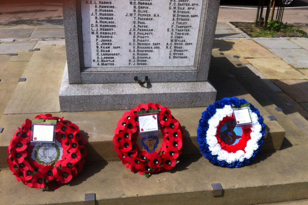 Wreaths laid out at Whitstable war memorial
