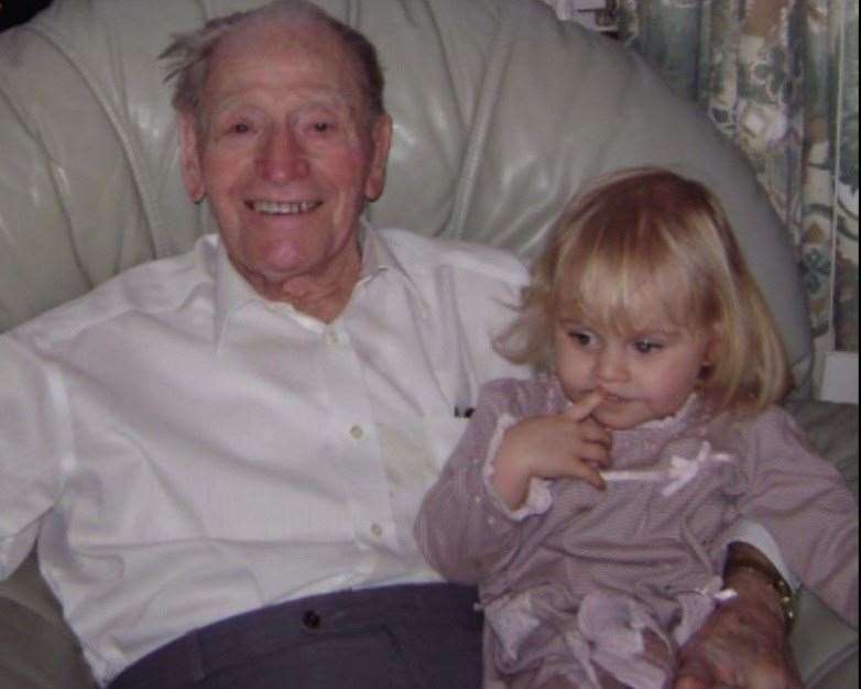 Piper, pictured with her great-grandfather George Monk who died when she was six
