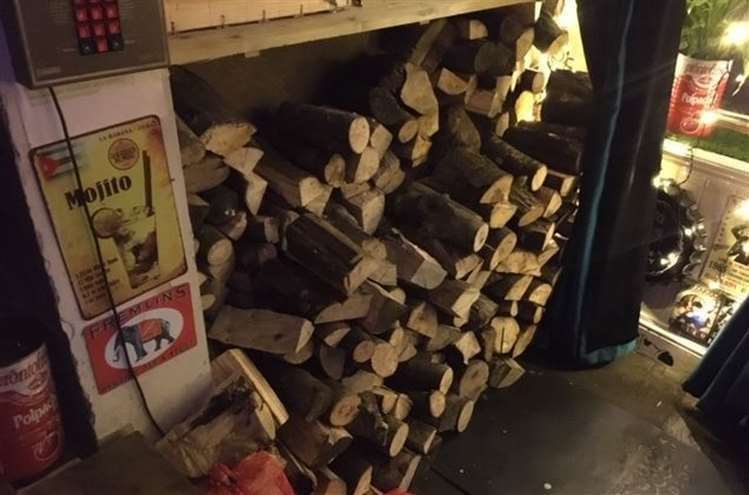 The Foresters Arms has a great log burner which was roaring away as soon as we worked – not surprising when you see the impressive log store to keep it fired up
