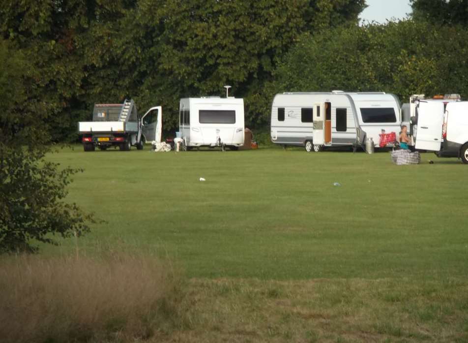Travellers have moved onto playing fields in Herbert Road. Credit: David Smith