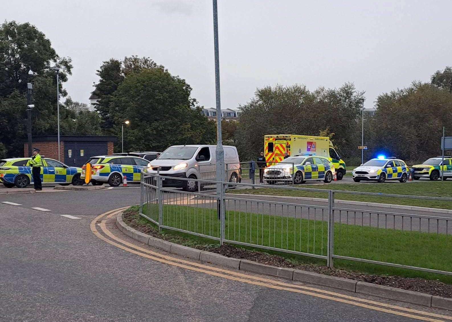 A large emergency response was seen in Kingsmead Road, Canterbury yesterday