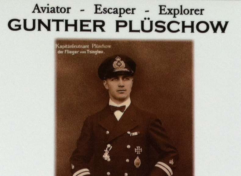 This plaque commemorating Gunther Pluschow will be displayed on the river in Gravesend