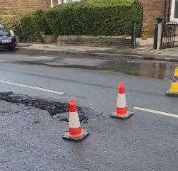 Damage caused by the burst water main in Albion Road. Image: Adam James Wright
