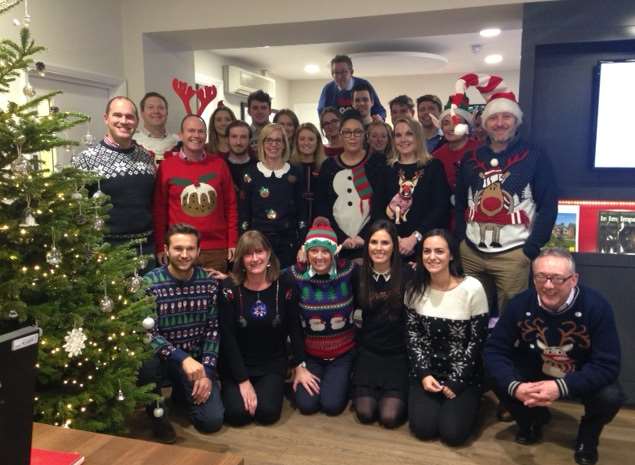 The team at Savills Sevenoaks, who raised £570 for Save the Children by taking part in Christmas Jumper Day as well as holding a silent auction