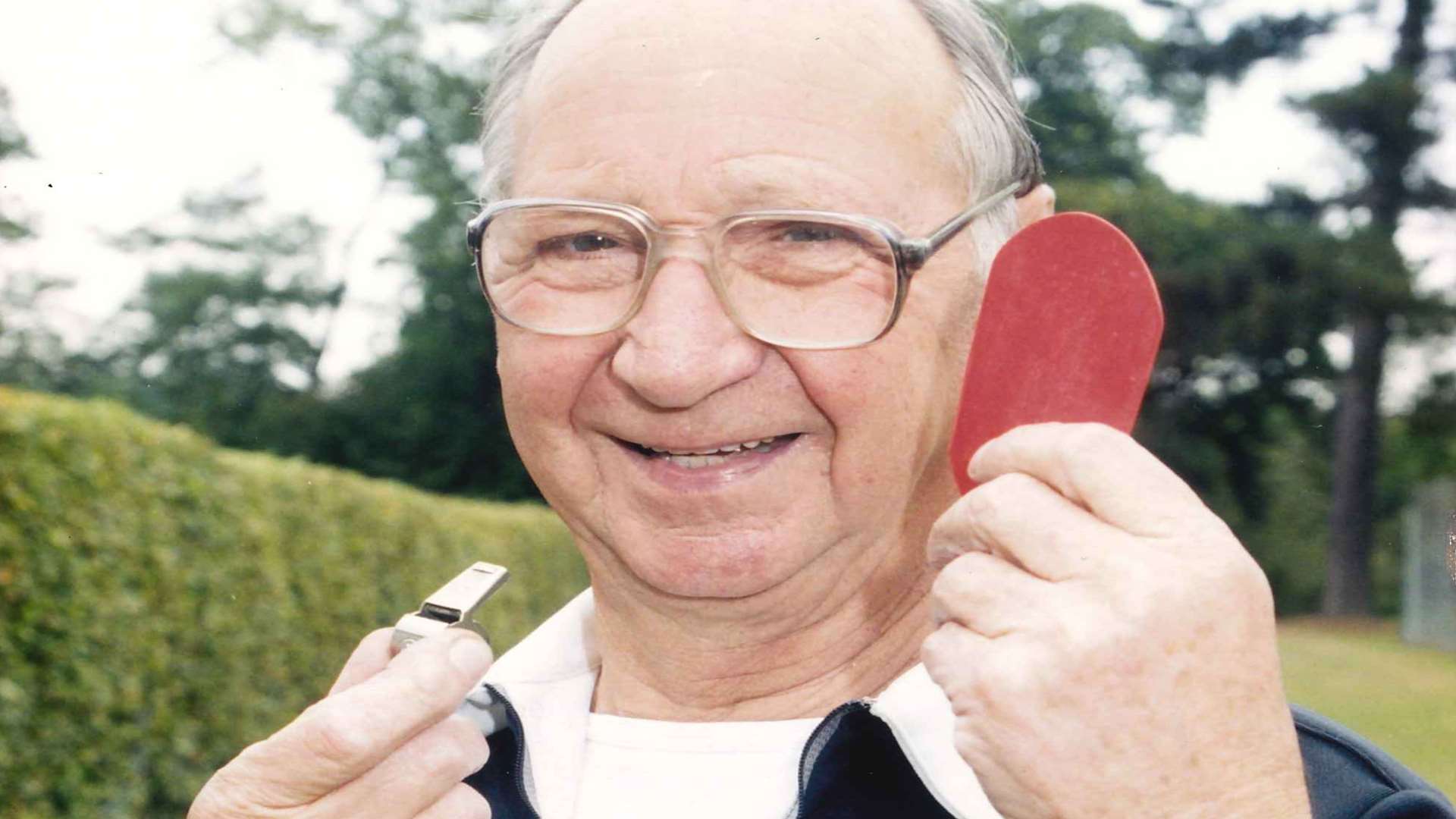 Ernest Martin pictured on his retirement from football aged 82