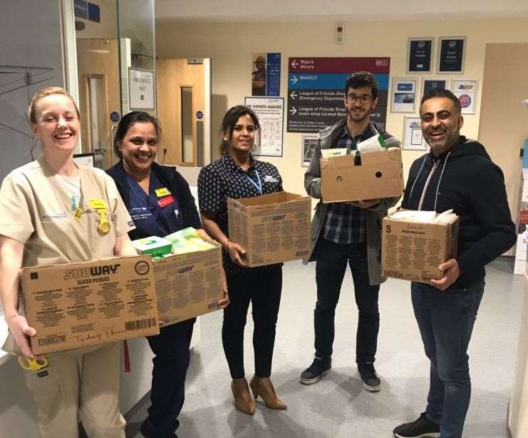 Medway Maritime Hospital workers received donations from Subway.