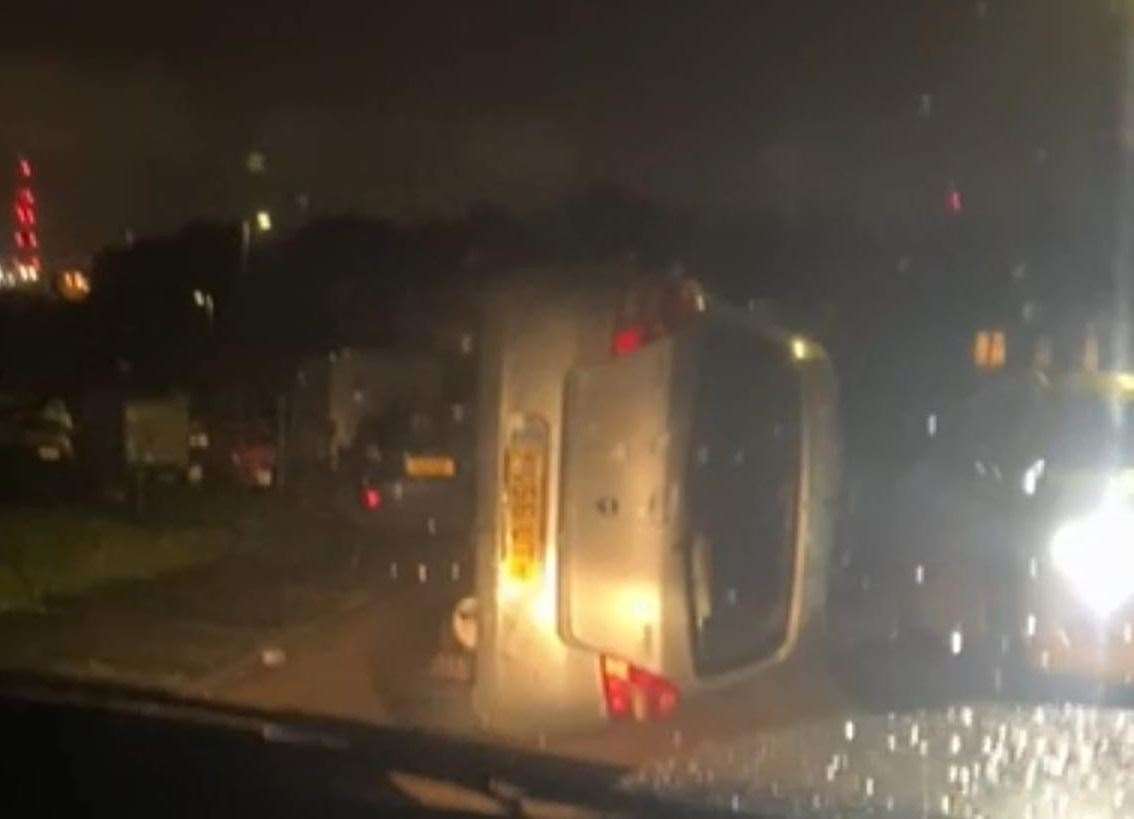 A Vauxhall Corsa was pushed over in Bridges Drive, Dartford