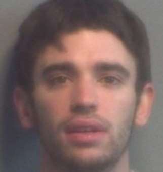 Ben Laker was caught when blood was found on the window of the shop he burgled. Picture: Kent Police