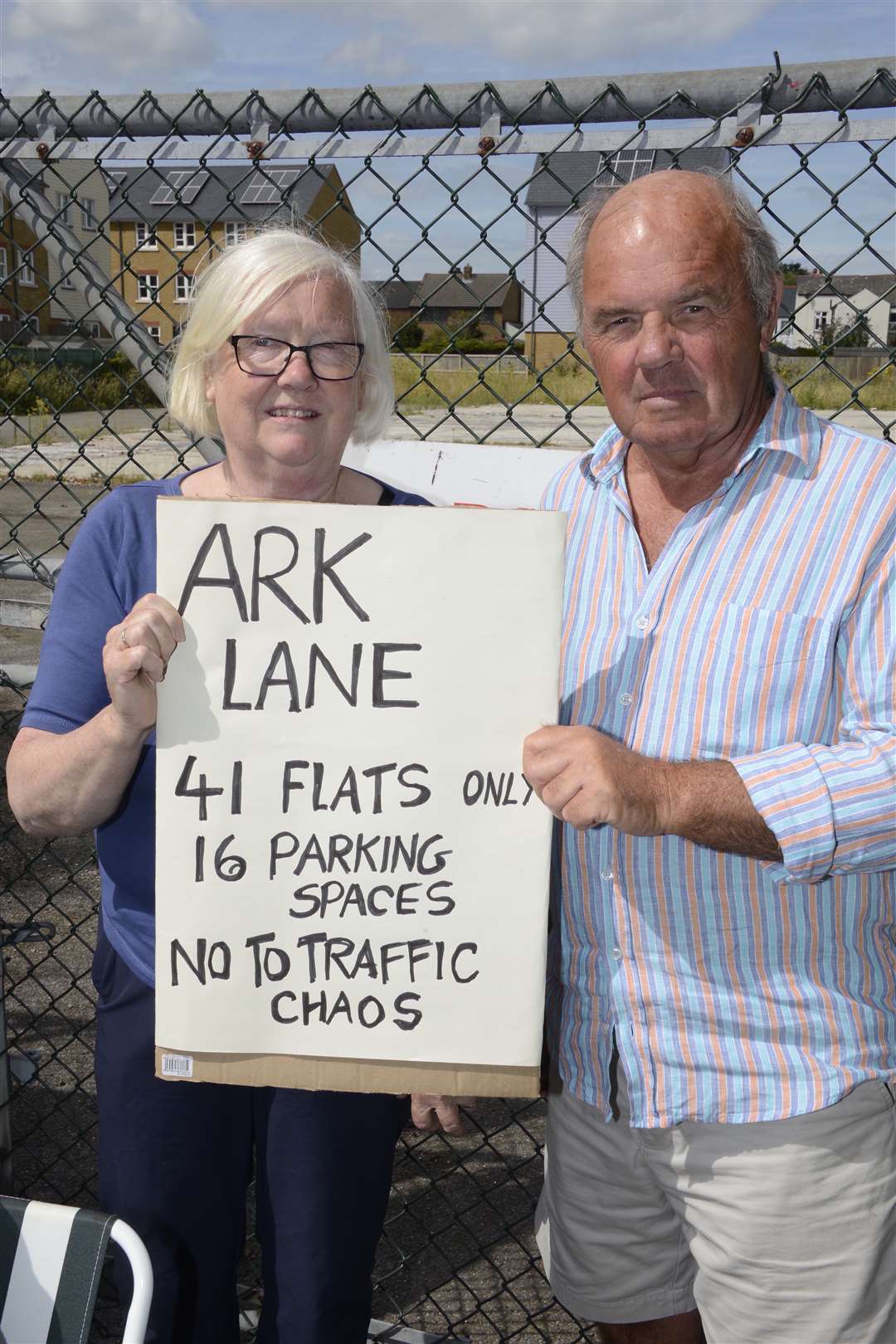 Susan Carlyle and Barry Levrier campaigning against Ark Lane development