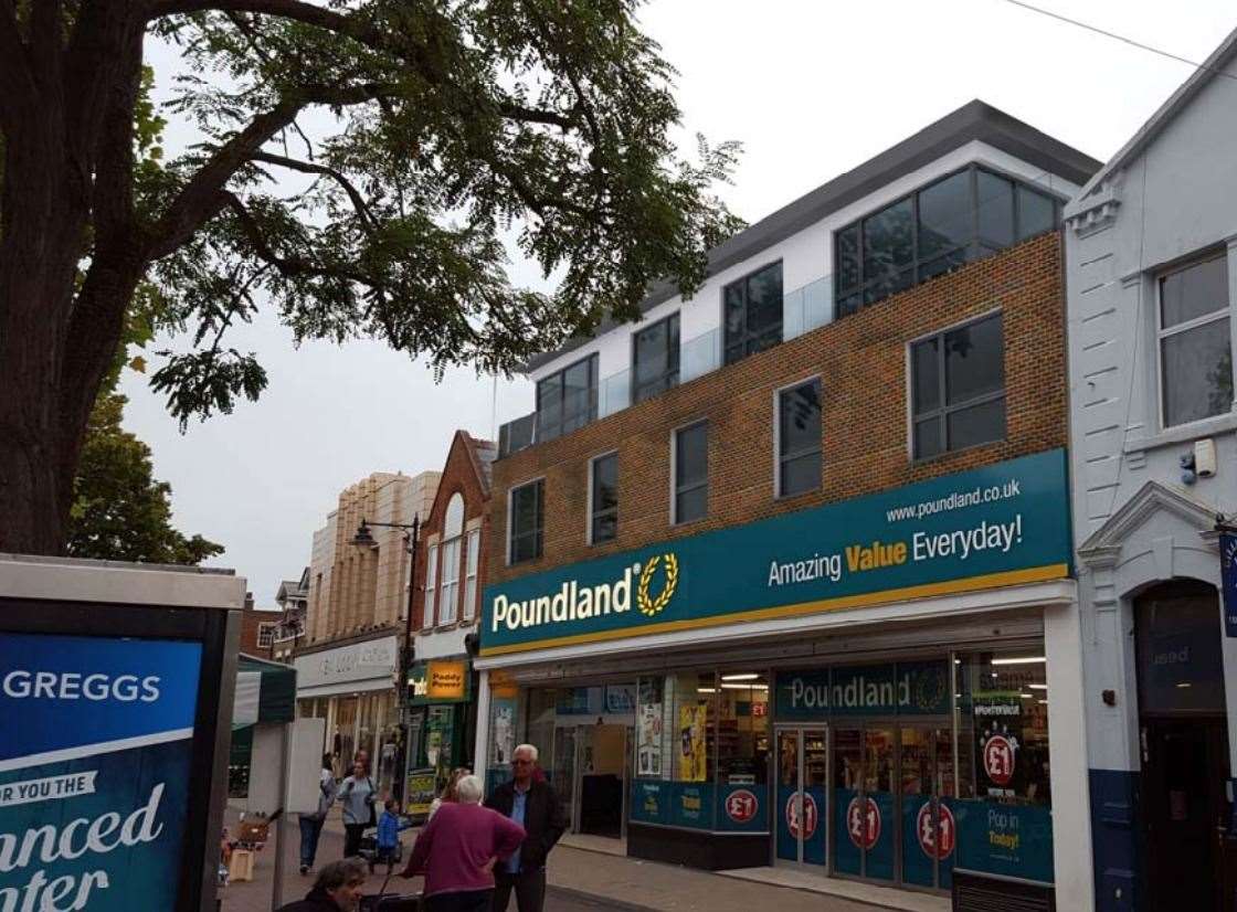 A mock-up of how the flats above Poundland could look from Gillingham High Street. Picture: Terrarossa Project