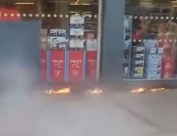 Shaun Brocklehurst poured petrol on the front of the store before igniting it. Pic: Mazdul Islam