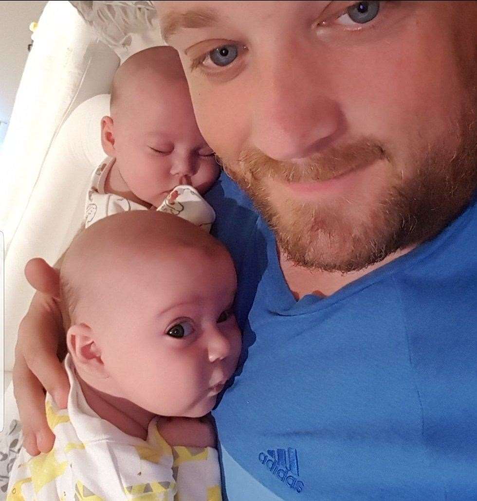 Steven Ford, pictured with his twins, is fundraising in a bid to help fight a divorce battle with his killer wife Samantha