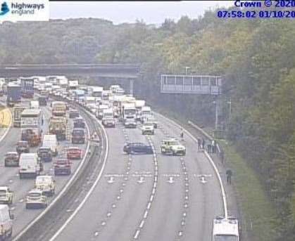 The scene of the crash on the M25