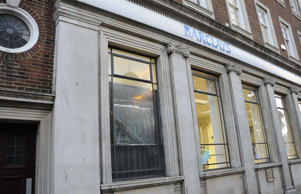 The Barclays branch in Sandgate Road was targeted and had a window smashed