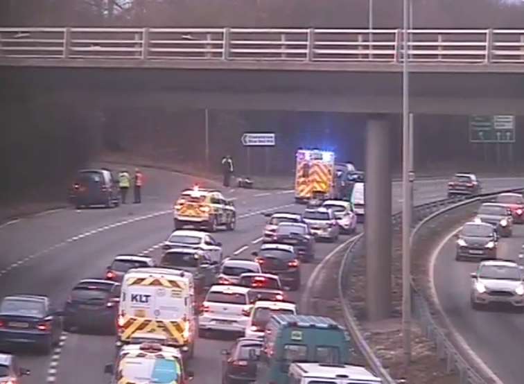 Emergency services at the scene. Picture: KCC Highways
