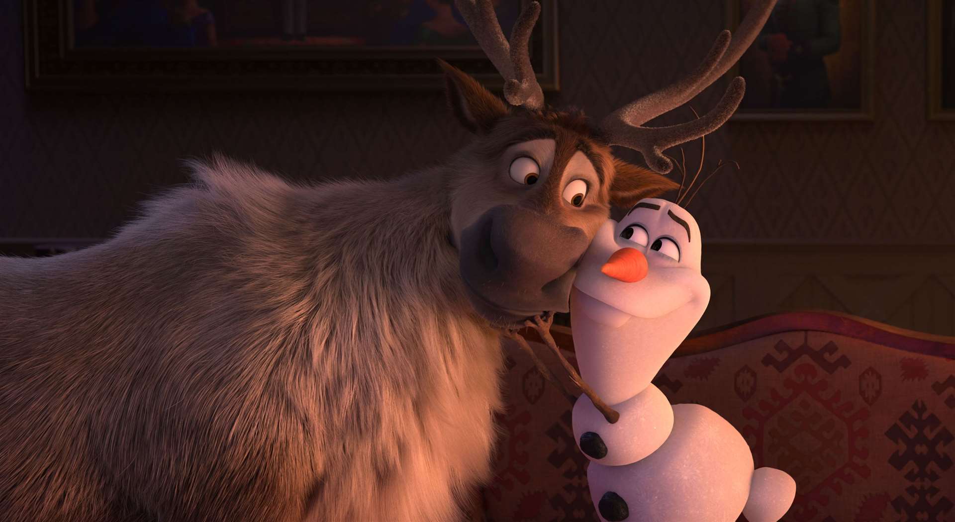 Sven the reindeer and Olaf (voiced by Josh Gad) Picture: PA Photo/Disney
